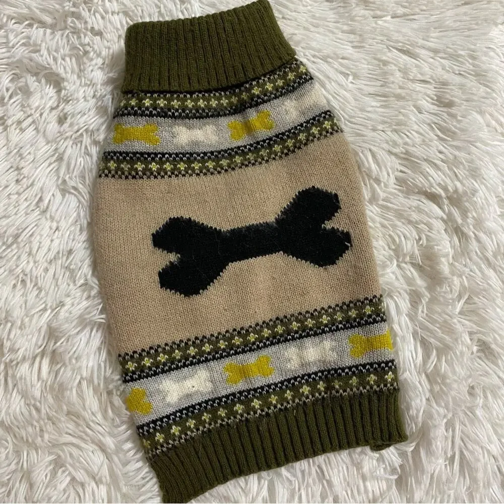 WAG-A-Tude • Dog Bone Print Knit Winter Sweater Costume